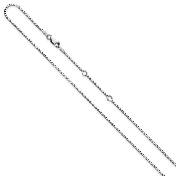 Leslie's SS Rh-plated 1.4mm Box 1in+1in Adjustable Chain - Image 2