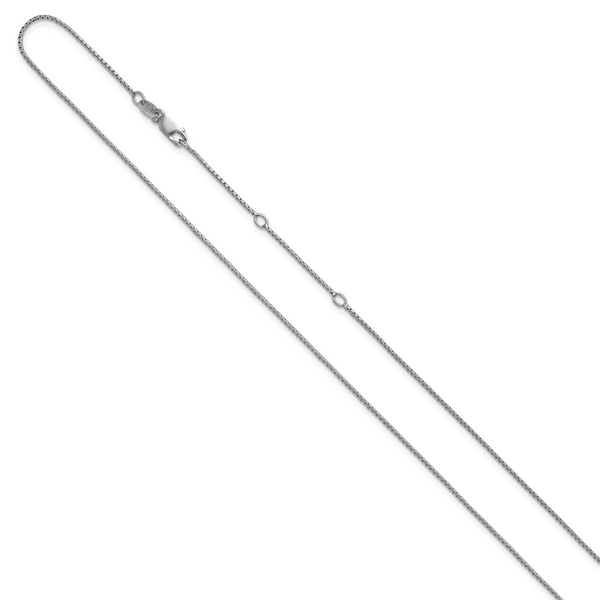 Leslie's Sterling Silver Rh-plated .95mm Round Box 1in+1in Adj. Chain - Image 2