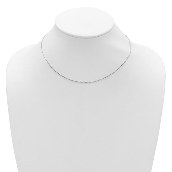 Leslie's Sterling Silver Rh-plated .95mm Round Box 1in+1in Adj. Chain - Image 3