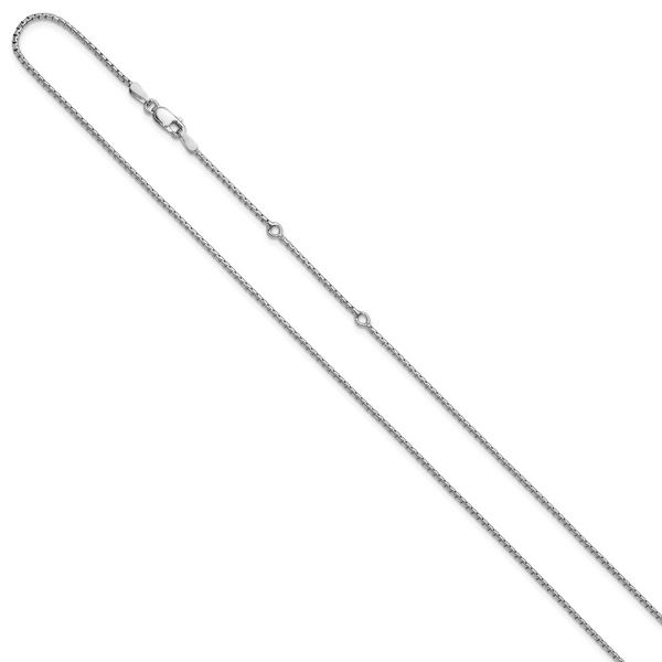 Leslie's Sterling Silver Rh-plated 1.3mm Round Box 1in+1in Adj. Chain - Image 2