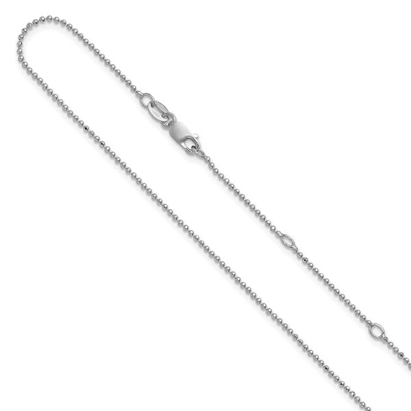 Leslie's Sterling Silver Rh-plated 1.5mm Round Box 1in+1in Adj. Chain