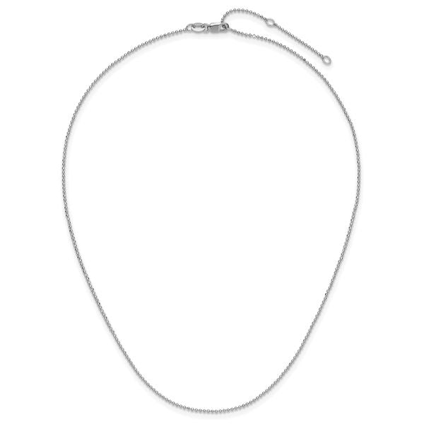Leslie's Sterling Silver Rh-plated 1.5mm Round Box 1in+1in Adj. Chain - Image 4