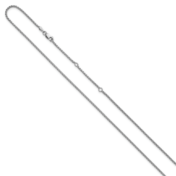 Leslie's Sterling Silver Rh-plated 1.2mm Diamond-cut 1in+1in Adjustable Cha - Image 2