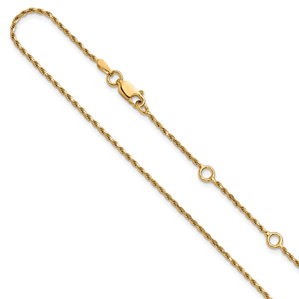 Leslie's Sterling Silver Gold-plated 1.4mm D/C Rope 1in+1in Adjustable Chai