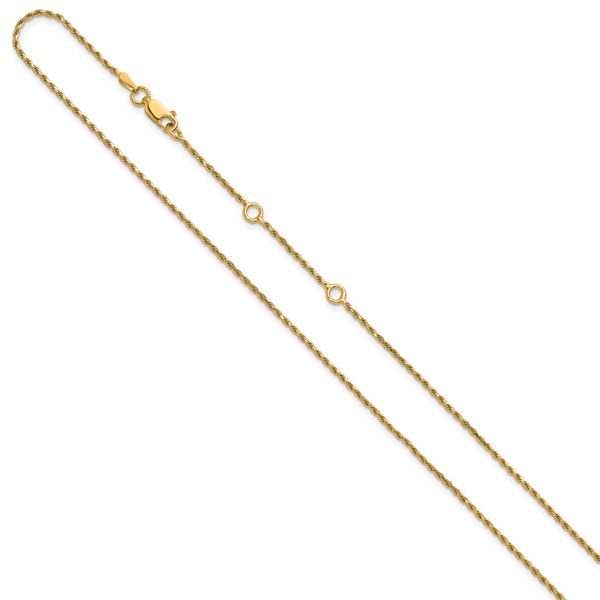 Leslie's Sterling Silver Gold-plated 1.4mm D/C Rope 1in+1in Adjustable Chai - Image 2