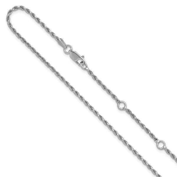 Leslie's Sterling Silver 2mm D/C Rope 1in+1in Adjustable Chain