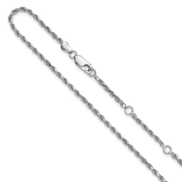 Leslie's Sterling Silver 2.2mm D/C Rope 1in+1in Adjustable Chain