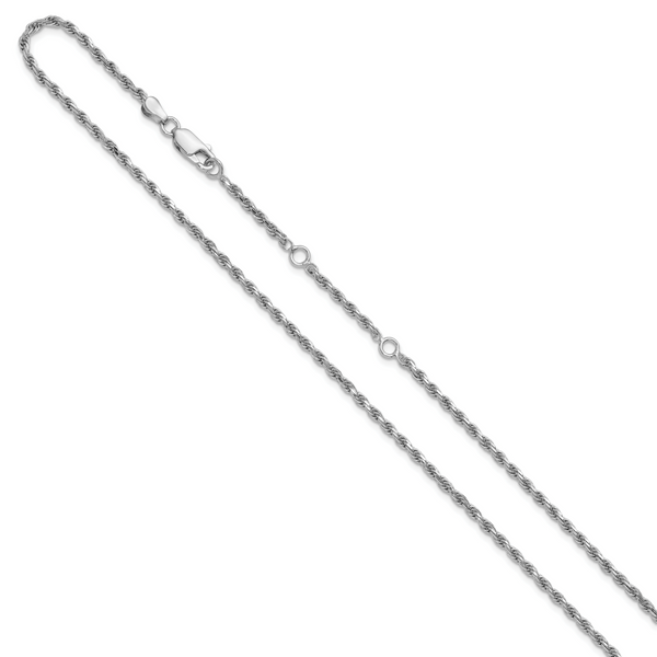 Leslie's Sterling Silver 2.2mm D/C Rope 1in+1in Adjustable Chain - Image 2