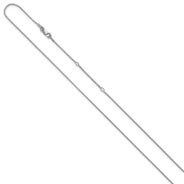 Leslie's SS Rh-plat 1mm Round Snake 1in+1in Adjustable Chain - Image 2