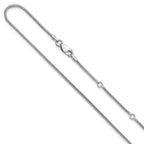 Leslie's SS Rh-plat 1.4mm Round Snake 1in+1in Adjustable Chain