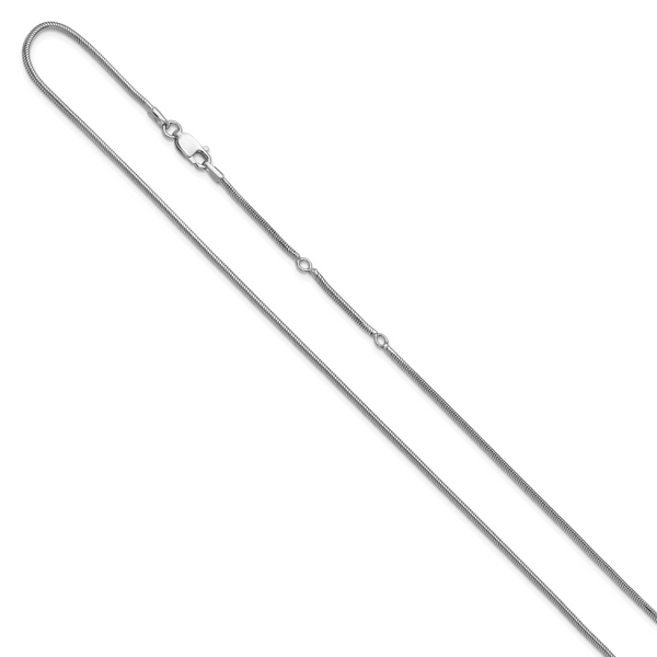 Leslie's SS Rh-plat 1.6mm Round Snake 1in+1in Adjustable Chain - Image 2