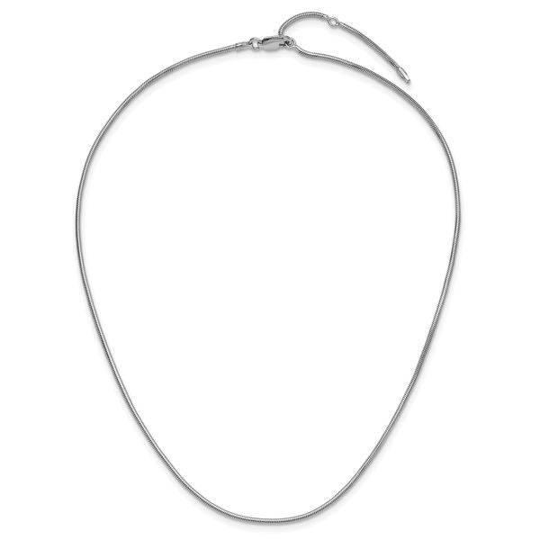 Leslie's SS Rh-plat 1.6mm Round Snake 1in+1in Adjustable Chain - Image 4