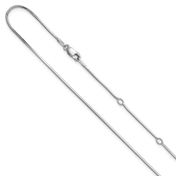 Leslie's Sterling Silver 1mm D/C Square Snake 1in+1in Adjustable Chain