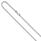 Leslie's SS Rh-plate Polish/Dia-cut 1.8mm Cable 1in+1in Adjustable Chain