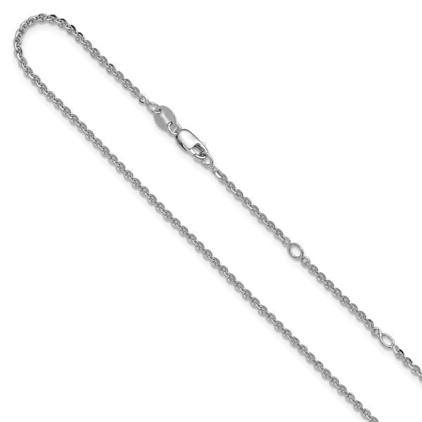 Leslie's SS Rh-plate Polish/Dia-cut 1.8mm Cable 1in+1in Adjustable Chain