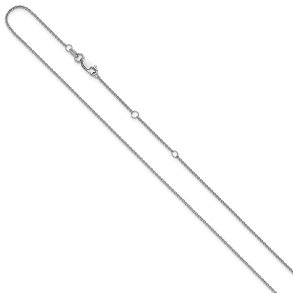 Leslie's Sterling Silver Rh-plated 1.35mm Rolo 1in+1in Adjustable Chain - Image 2