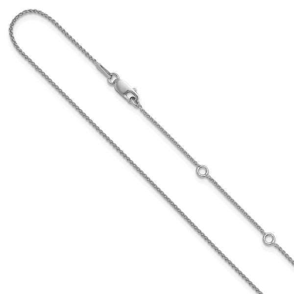 Leslie's Sterling Silver Rh-plated 1mm Spiga 1in+1in Adjustable Chain