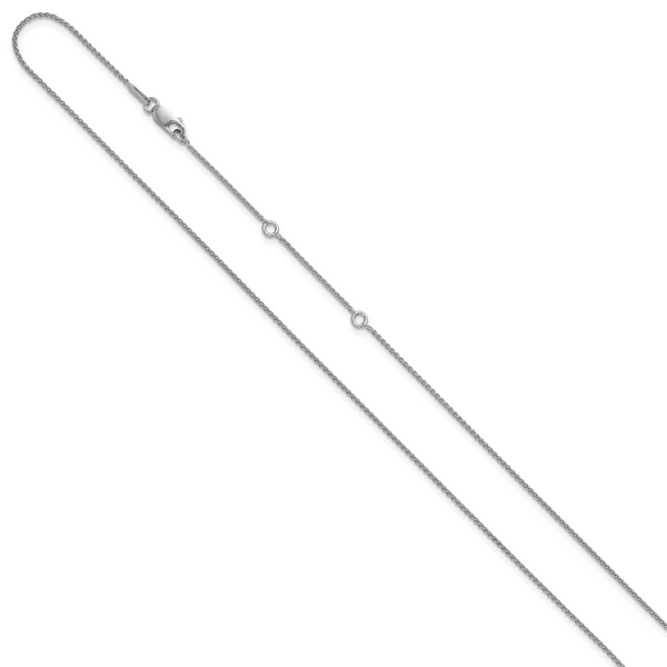 Leslie's Sterling Silver Rh-plated 1mm Spiga 1in+1in Adjustable Chain - Image 2