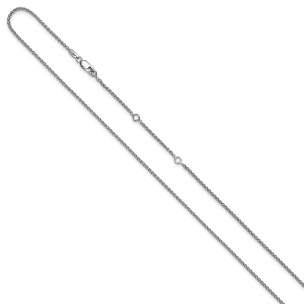 Leslie's Sterling Silver Rh-plated 1.5mm Spiga 1in+1in Adjustable Chain - Image 2