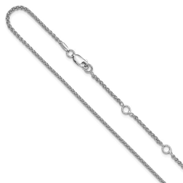 Leslie's Sterling Silver Rh-plated 1.6mm Spiga 1in+1in Adjustable Chain