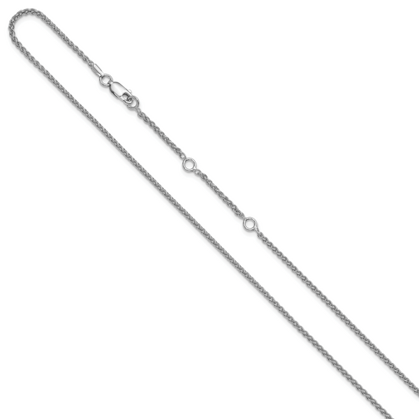 Leslie's Sterling Silver Rh-plated 1.6mm Spiga 1in+1in Adjustable Chain - Image 2
