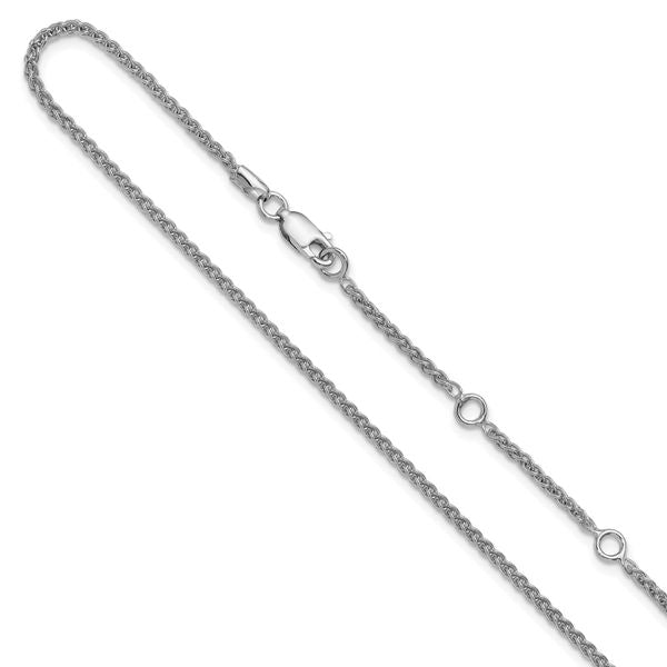 Leslie's Sterling Silver Rh-plated 1.9mm Spiga 1in+1in Adjustable Chain