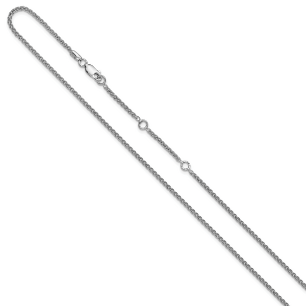 Leslie's Sterling Silver Rh-plated 1.9mm Spiga 1in+1in Adjustable Chain - Image 2