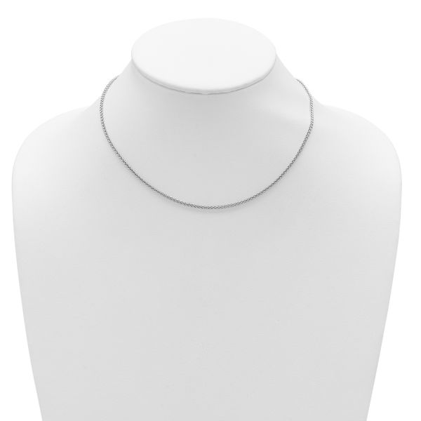 Leslie's Sterling Silver Rh-plated 1.9mm Spiga 1in+1in Adjustable Chain - Image 3