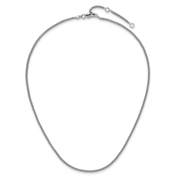 Leslie's Sterling Silver Rh-plated 1.9mm Spiga 1in+1in Adjustable Chain - Image 4
