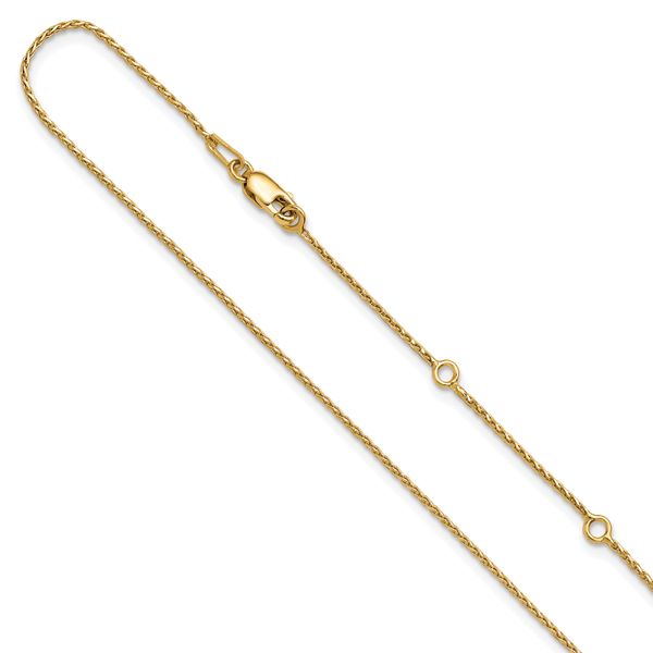 Leslie's Sterling Silver Gold-plated 1mm D/C Spiga 1in+1in Adjustable Chain