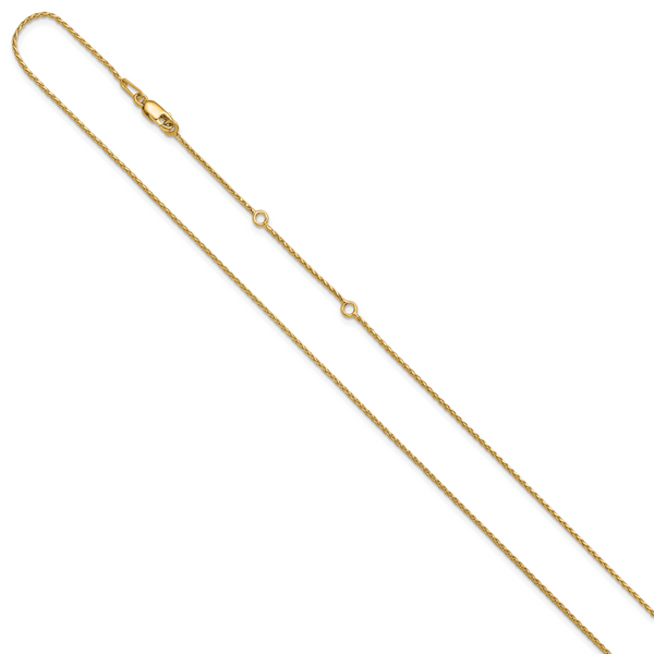 Leslie's Sterling Silver Gold-plated 1mm D/C Spiga 1in+1in Adjustable Chain - Image 2