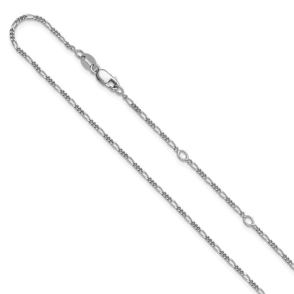 Leslie's Sterling Silver 1.45mm Figaro 1in+1in Adjustable Chain
