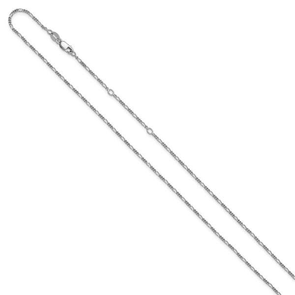Leslie's Sterling Silver 1.45mm Figaro 1in+1in Adjustable Chain - Image 2