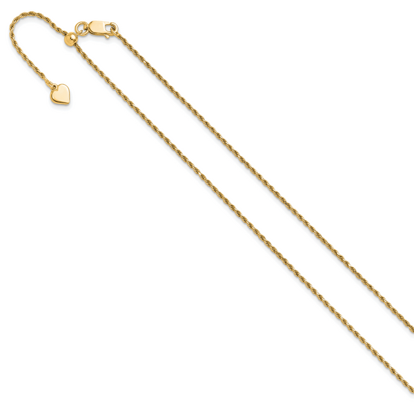 Leslie's Sterling Silver Gold-plated Adjustable 1.4mm D/C Rope Chain - Image 2