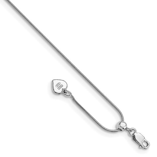 Leslie's Sterling Silver RH-plated Adjustable Snake Chain Anklet