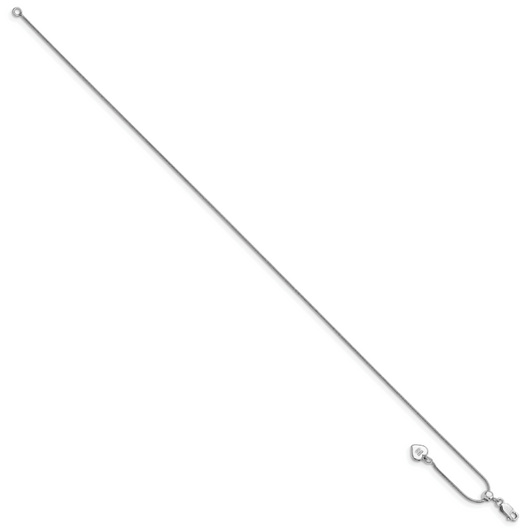 Leslie's Sterling Silver RH-plated Adjustable Snake Chain Anklet - Image 2