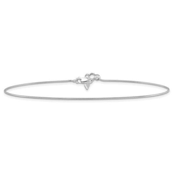 Leslie's Sterling Silver RH-plated Adjustable Snake Chain Anklet - Image 3