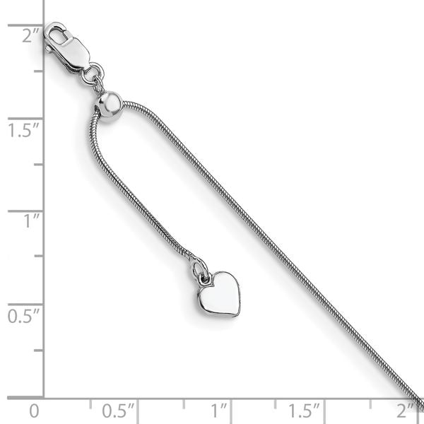 Leslie's Sterling Silver RH-plated Adjustable Snake Chain Anklet - Image 4