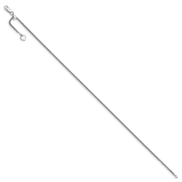Leslie's Sterling Silver RH-plated Adjustable Wheat Chain Anklet - Image 2