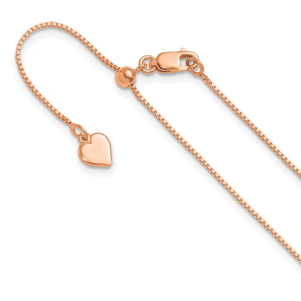 Leslie's Sterling Silver Rose Gold-plated Adjustable .85mm Box Chain