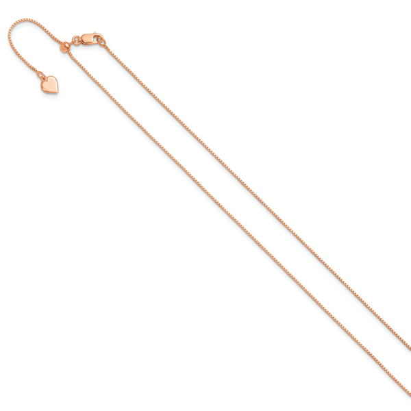 Leslie's Sterling Silver Rose Gold-plated Adjustable .85mm Box Chain - Image 2