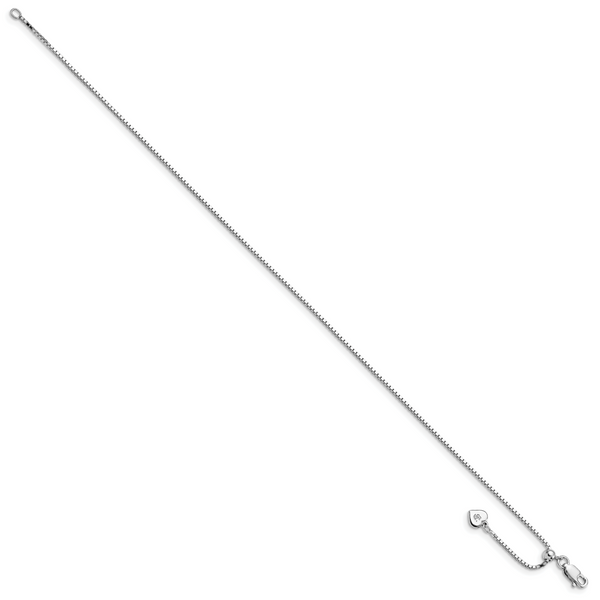Leslie's Sterling Silver RH-plated Adjustable Box Chain Anklet - Image 2
