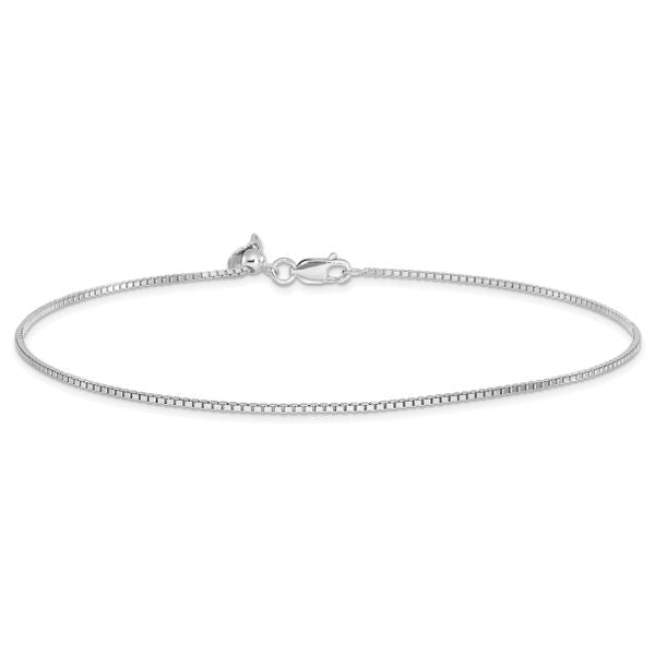 Leslie's Sterling Silver RH-plated Adjustable Box Chain Anklet - Image 3