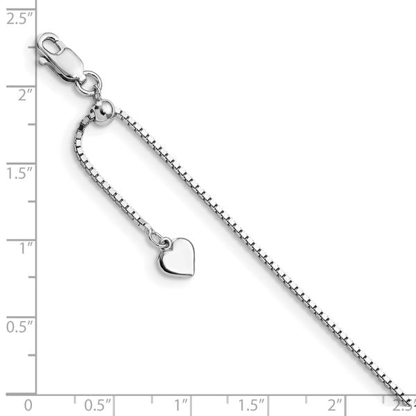 Leslie's Sterling Silver RH-plated Adjustable Box Chain Anklet - Image 4