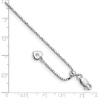 Leslie's Sterling Silver RH-plated Adjustable Box Chain Anklet - Image 4