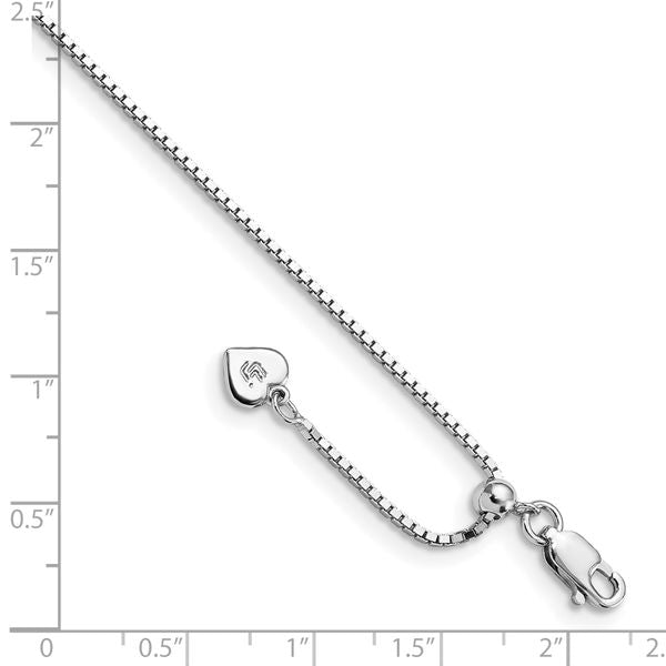 Leslie's Sterling Silver RH-plated Adjustable Box Chain Anklet - Image 4