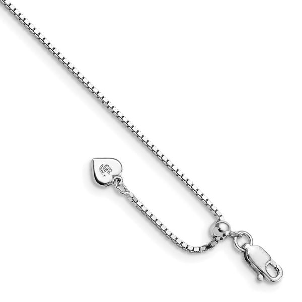 Leslie's Sterling Silver RH-plated Adjustable Box Chain Anklet