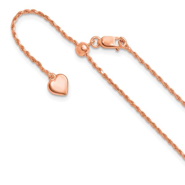Leslie's Sterling Silver Rose Gold-plated Adjustable 1.2mm D/C Rope Chain