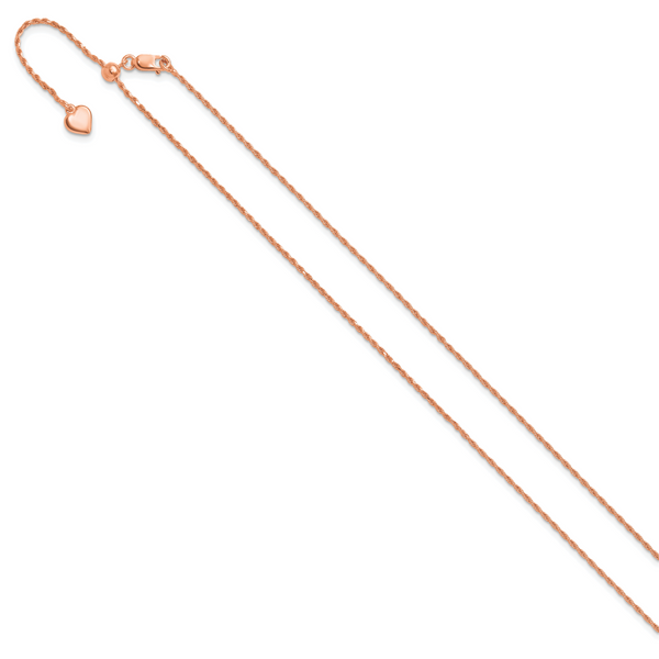 Leslie's Sterling Silver Rose Gold-plated Adjustable 1.2mm D/C Rope Chain - Image 2