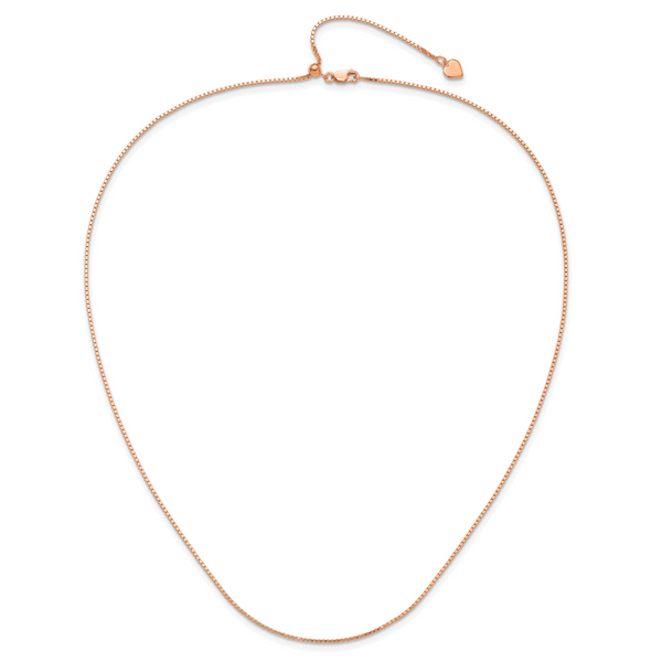 Leslie's Sterling Silver Rose Gold-plated Adjustable 1.1mm Box Chain - Image 4